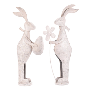 Zajíc kovový - s patinou, bílý, vel. M, mix 2, cena za 1 ks