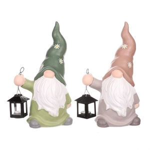 Trpaslík s lucernou - keramika, na svíčku, mix 2 barev, cena za 1 ks