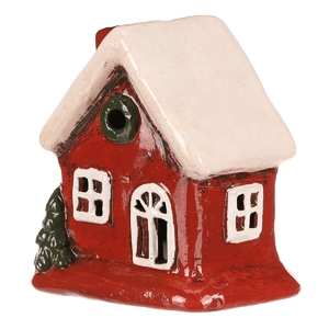 Domeček keramický - LED osvětlení, červený s bílou střechou