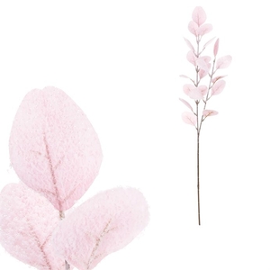 Eukalyptus - umělá větev, růžová se zasněžením