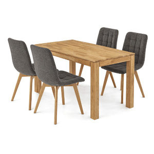Jídelní set s 4 židlemi Deneb, šedá, 140x80x75cm, masiv, dub, ASE-1040 GREY2
