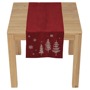 Ubrus - běhoun, vánoční, červený, polyester a nylon, 40 x 140 cm