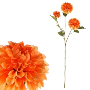 Jiřina - umělá řezaná, 3 květy, oranžová barva
