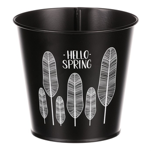 Obal kovový - kulatý s peříčky, barva černá