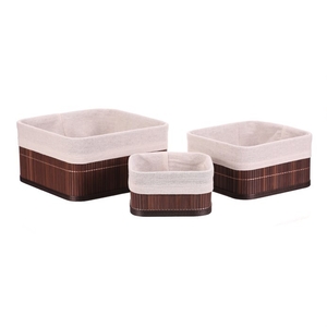 Koš regálový - bambus, hnědý, cena za sadu 3 ks