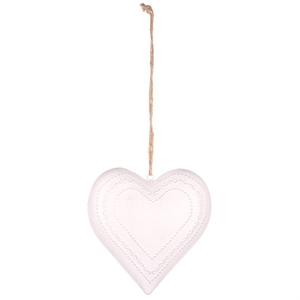 Srdce kovové - závěsná ozdoba, barva bílá