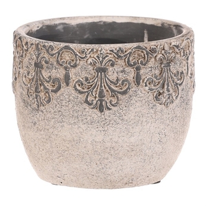 Obal na květiny - beton, ozdobné ornamenty, šedý