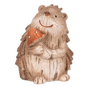 Ježek s houbou - polyresin, béžovo-hnědý