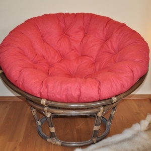 Ratanový papasan 115 cm hnědý - polstr vínový melír