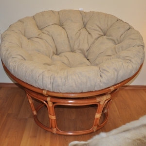 Ratanový papasan 115 cm hnědý - polstr světle béžový melír