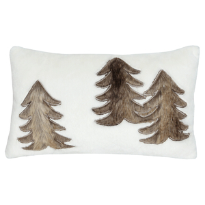 Polštář s výplní - bílý se stromky, 100% polyester, 50 x 30 cm