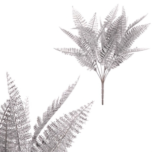 Kapradí - umělý trs, stříbrná se třpytkami