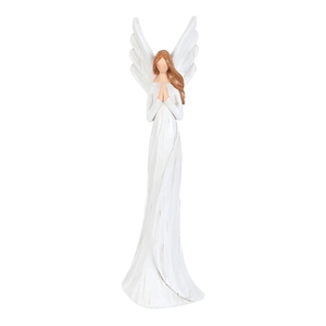 Anděl - figurka z polyresinu, imitace dřeva, vel. M, bílý