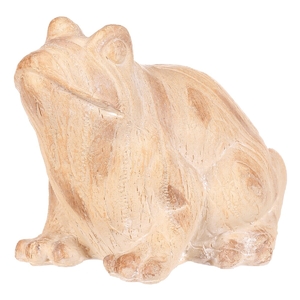 Žába - figurka z polyresinu, větší, imitace dřeva
