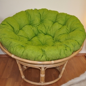 Ratanový papasan 115 cm medový - polstr světle zelený melír