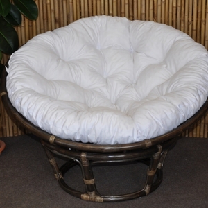 Ratanový papasan 115 cm hnědý - polstr bílý