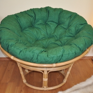 Ratanový papasan 115 cm medový - polstr tmavě zelený melír