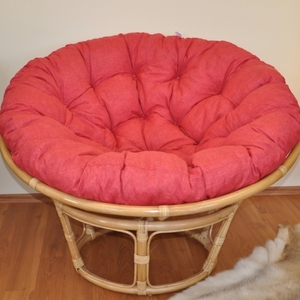 Ratanový papasan 115 cm medový - polstr vínový melír