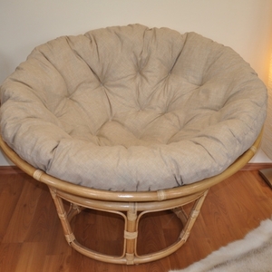 Ratanový papasan 115 cm medový - polstr béžový melír