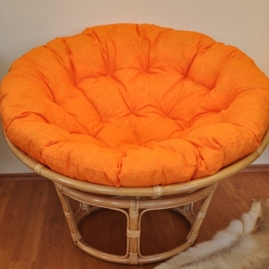 Ratanový papasan 115 cm medový - polstr oranžový melír