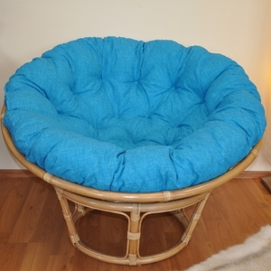 Ratanový papasan 115 cm medový - polstr tyrkysový melír