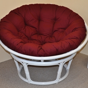 Ratanový papasan 115 cm bílý - polstr vínový