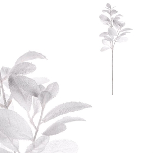 Větev umělá - jemně zasněžené listí, bílá