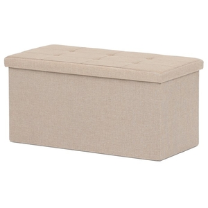 Taburet s úložným prostorem, béžová, látka, TAB-462 CRM2