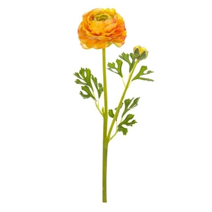 Ranunculus - umělý řezaný, květ s poupětem, žlutý