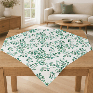 Ubrus - větve se zelenými lístky, 100 % polyester, 80 x 80 cm