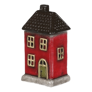 Domeček keramický - patrový, LED osvětl., červený