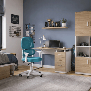 Dětská židle, výškově nastavitelná, modrá síťovina, KA-K1063 BLUE
