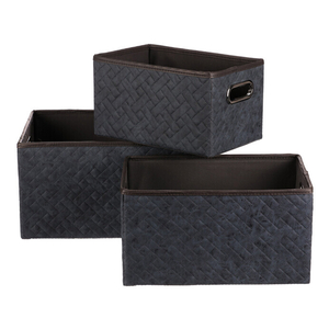 Koš regálový - látkový s uchy, modrý, cena za sadu 3 ks