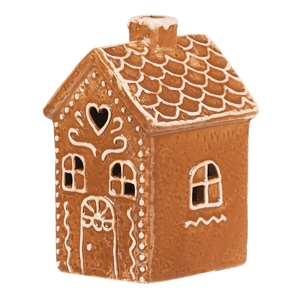 Domeček perníkový - keramika, LED osvětlení, hnědý