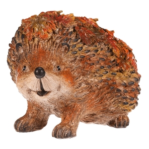 Ježek s barevnými lístky - polyresin, oranžovo-hnědý