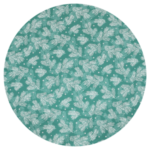 Ubrus sametový kulatý, zelený - vánoční bílý vzor, 100% polyester, pr. 140 cm