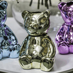 Medvěd - porcelánová figurka, mix 3 barev, vysoký lesk, cena za 1 ks