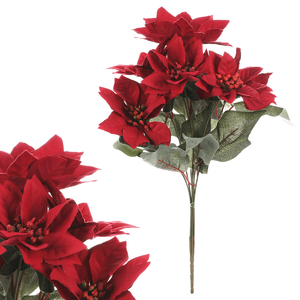 Vánoční růže - umělá kytice, 7 květů, červená