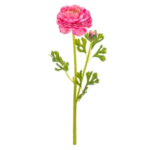 Ranunculus - umělý řezaný, květ s poupětem, světle-růžový