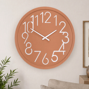Hodiny nástěnné - pr. 60 cm, MDF, krémové