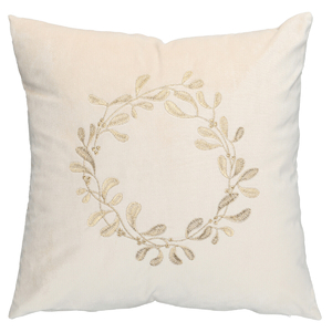 Polštář s výplní - s věncem, béžový, 100% polyester, 45 x 45 cm