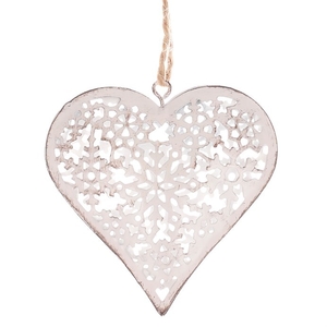 Srdce kovové - závěsná ozdoba, barva bílá