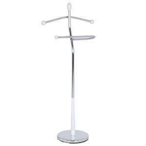 Němý sluha, výška 120 cm, masiv kaučukovník, bílý lak, kov chrom, nos. 5 kg