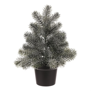 Stromek v květináči - 40 cm, umělý smrček, zelený, jemně ojíněný