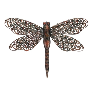 Vážka - kovová nástěnná dekorace, barva měděná