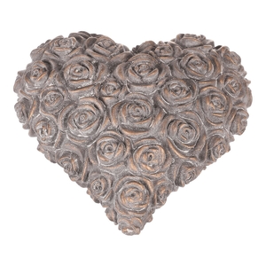 Srdce s růžemi - betonové, antracitově šedé