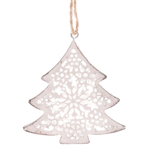 Stromek kovový - závěsná ozdoba, barva bílá