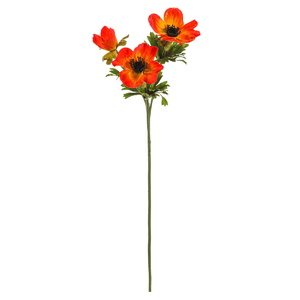 Sasanka - umělá řezaná, 3 květy, oranžová