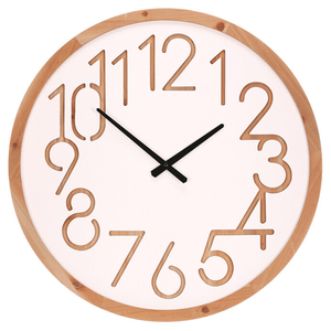 Hodiny nástěnné - pr. 60 cm, MDF a dřevěný rám, bílé