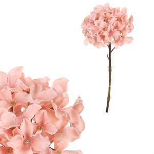 Hortenzie - umělá řezaná květina, růžová se třpytkami